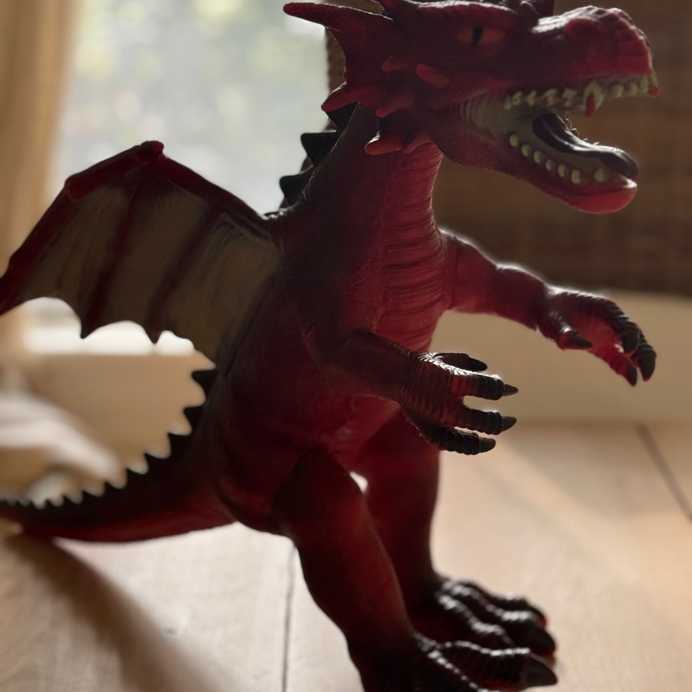 Huge Red Dragon Figurine 16” tall x 26” wide